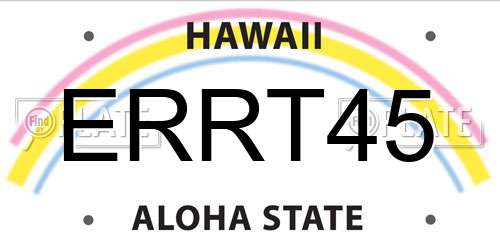 ERRT45 Hawaii License Plate