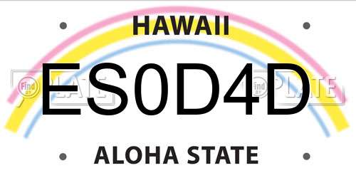ES0D4D Hawaii License Plate
