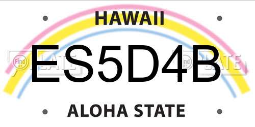 ES5D4B Hawaii License Plate