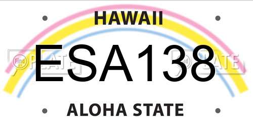 ESA138 Hawaii License Plate