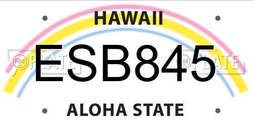 ESB845 Hawaii License Plate