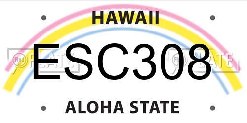 ESC308 Hawaii License Plate
