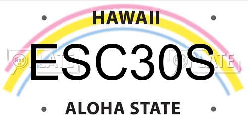 ESC30S Hawaii License Plate