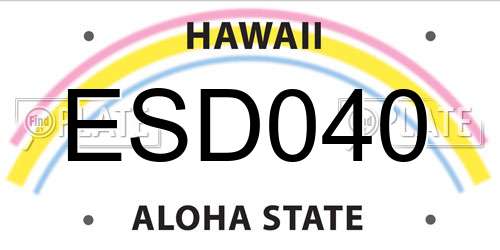 ESD040 Hawaii License Plate