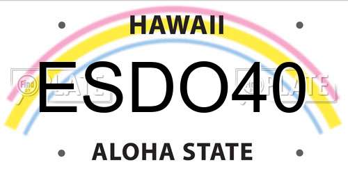 ESDO40 Hawaii License Plate