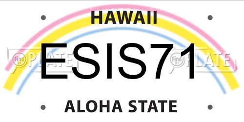 ESIS71 Hawaii License Plate