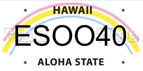 ESOO40 Hawaii License Plate