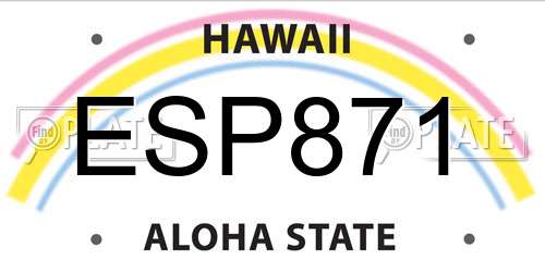 ESP871 Hawaii License Plate