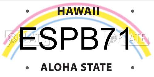 ESPB71 Hawaii License Plate