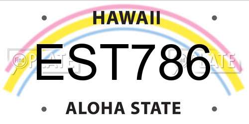 EST786 Hawaii License Plate
