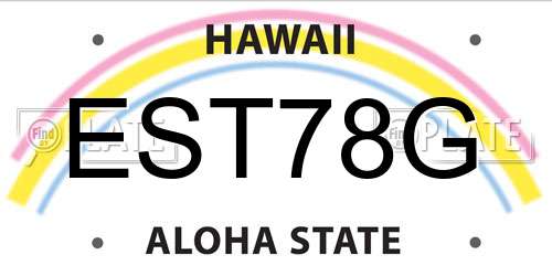 EST78G Hawaii License Plate