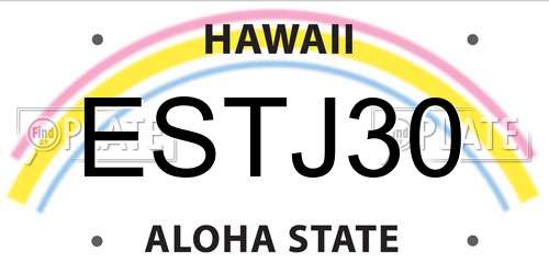 ESTJ30 Hawaii License Plate