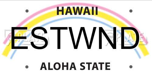 ESTWND Hawaii License Plate