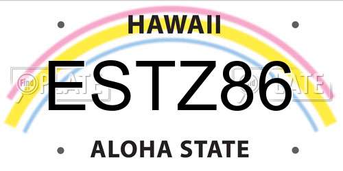 ESTZ86 Hawaii License Plate