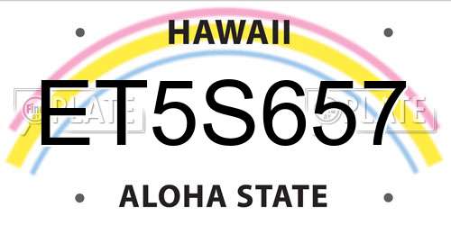 ET5S657 Hawaii License Plate