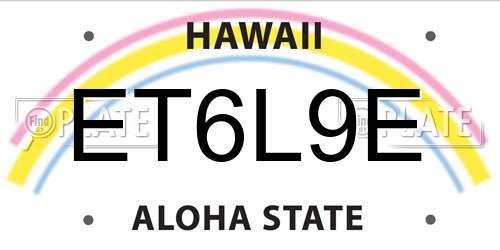 ET6L9E Hawaii License Plate
