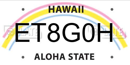 ET8G0H Hawaii License Plate