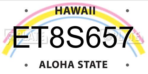 ET8S657 Hawaii License Plate