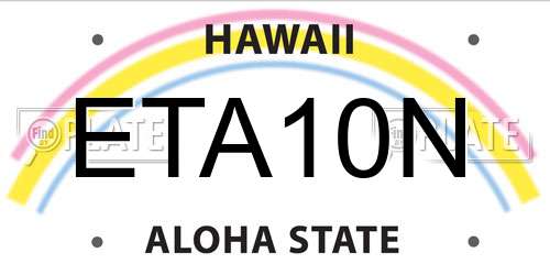 ETA10N Hawaii License Plate