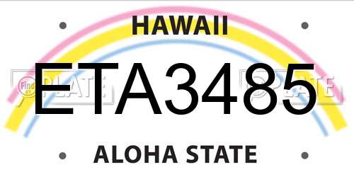 ETA3485 Hawaii License Plate