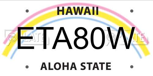 ETA80W Hawaii License Plate