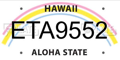 ETA9552 Hawaii License Plate