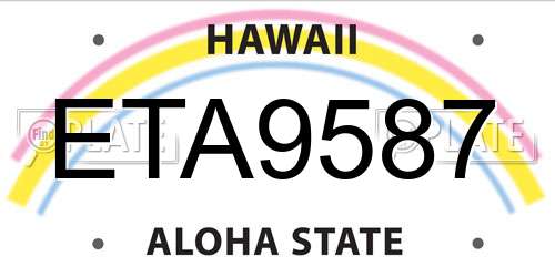 ETA9587 Hawaii License Plate