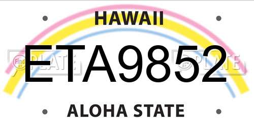 ETA9852 Hawaii License Plate