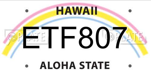 ETF807 Hawaii License Plate