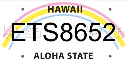 ETS8652 Hawaii License Plate