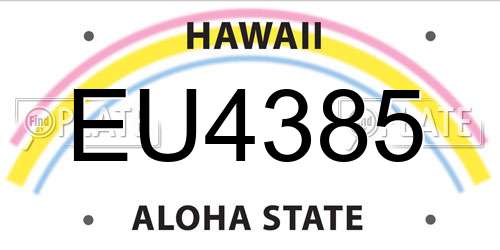EU4385 Hawaii License Plate