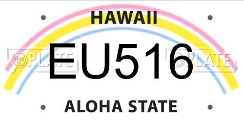 EU516 Hawaii License Plate