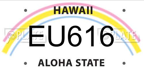 EU616 Hawaii License Plate