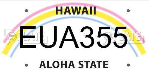 EUA355 Hawaii License Plate