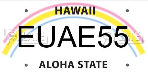 EUAE55 Hawaii License Plate
