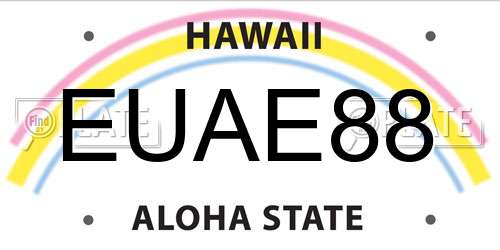 EUAE88 Hawaii License Plate