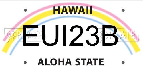 EUI23B Hawaii License Plate