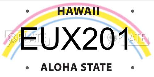 EUX201 Hawaii License Plate