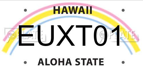 EUXT01 Hawaii License Plate