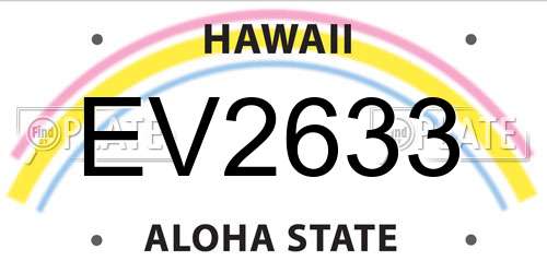 EV2633 Hawaii License Plate