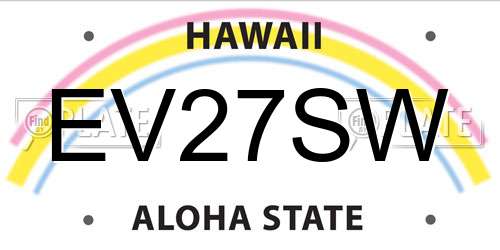 EV27SW Hawaii License Plate