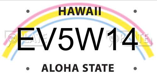 EV5W14 Hawaii License Plate