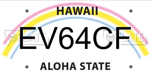 EV64CF Hawaii License Plate