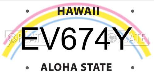 EV674Y Hawaii License Plate
