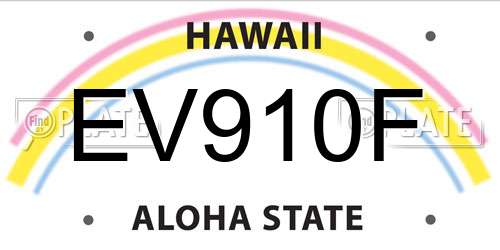 EV910F Hawaii License Plate