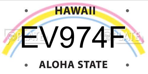 EV974F Hawaii License Plate