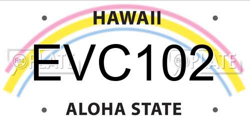 EVC102 Hawaii License Plate