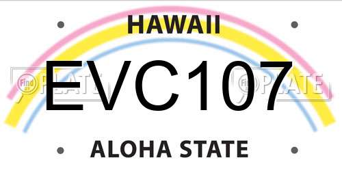 EVC107 Hawaii License Plate