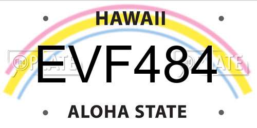 EVF484 Hawaii License Plate