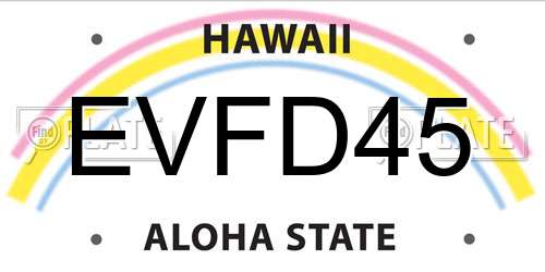 EVFD45 Hawaii License Plate